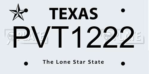 PVT1222 Texas License Plate
