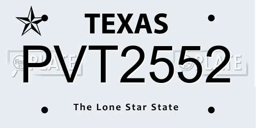 PVT2552 Texas License Plate