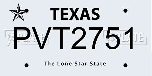 PVT2751 Texas License Plate