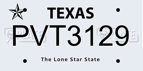PVT3129 Texas License Plate