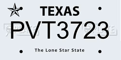 PVT3723 Texas License Plate