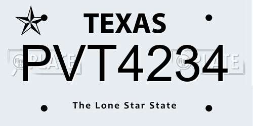 PVT4234 Texas License Plate