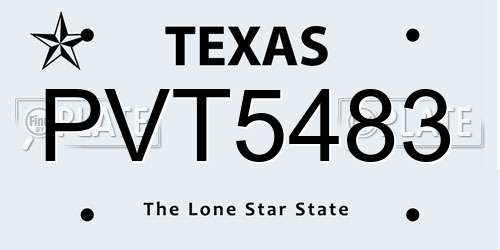 PVT5483 Texas License Plate