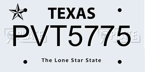 PVT5775 Texas License Plate