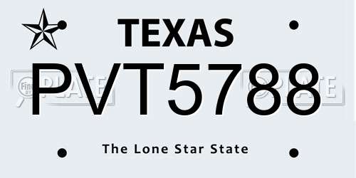 PVT5788 Texas License Plate