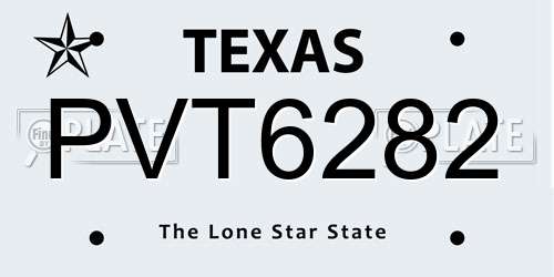 PVT6282 Texas License Plate