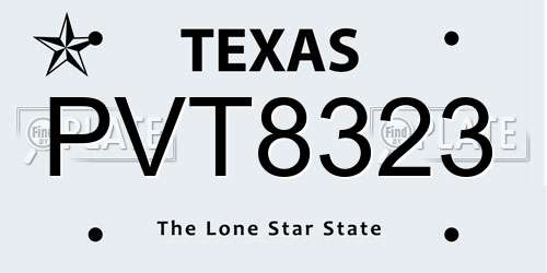 PVT8323 Texas License Plate