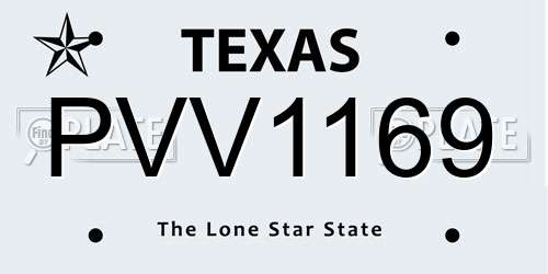 PVV1169 Texas License Plate