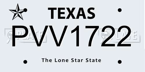 PVV1722 Texas License Plate
