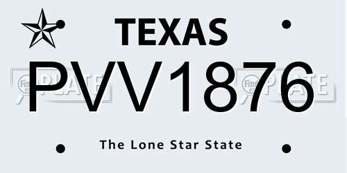 PVV1876 Texas License Plate