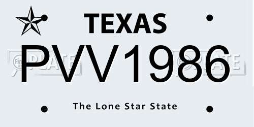 PVV1986 Texas License Plate