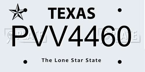 PVV4460 Texas License Plate