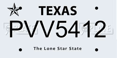 PVV5412 Texas License Plate