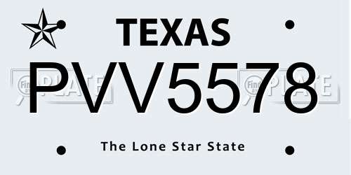 PVV5578 Texas License Plate