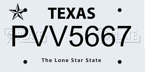 PVV5667 Texas License Plate