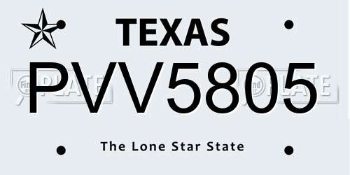 PVV5805 Texas License Plate
