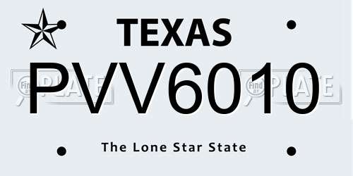 PVV6010 Texas License Plate