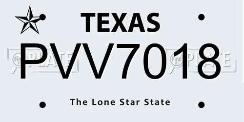 PVV7018 Texas License Plate