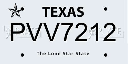 PVV7212 Texas License Plate
