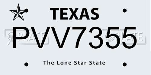 PVV7355 Texas License Plate