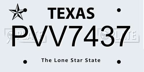 PVV7437 Texas License Plate