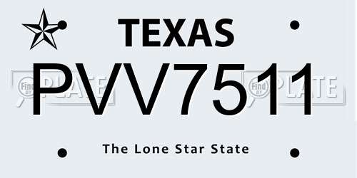 PVV7511 Texas License Plate