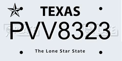PVV8323 Texas License Plate