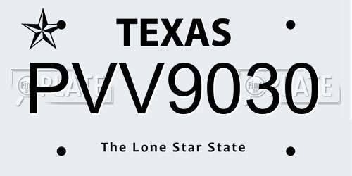 PVV9030 Texas License Plate