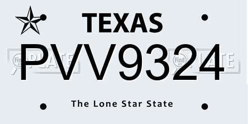 PVV9324 Texas License Plate
