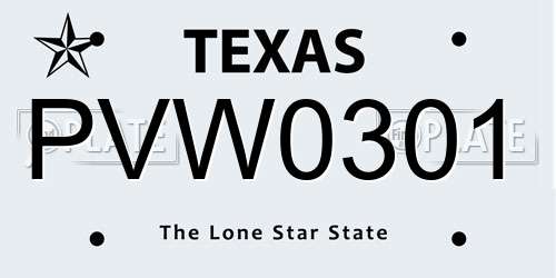 PVW0301 Texas License Plate
