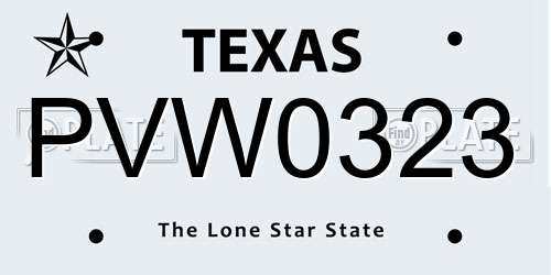 PVW0323 Texas License Plate