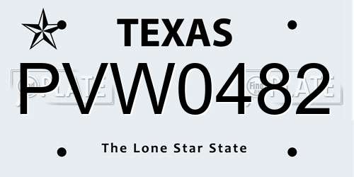 PVW0482 Texas License Plate