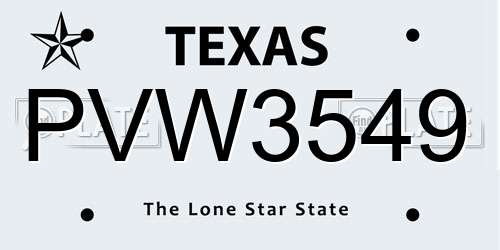 PVW3549 Texas License Plate