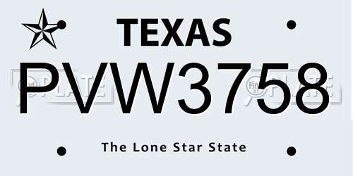 PVW3758 Texas License Plate