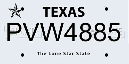 PVW4885 Texas License Plate