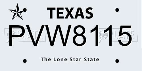 PVW8115 Texas License Plate