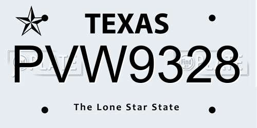 PVW9328 Texas License Plate