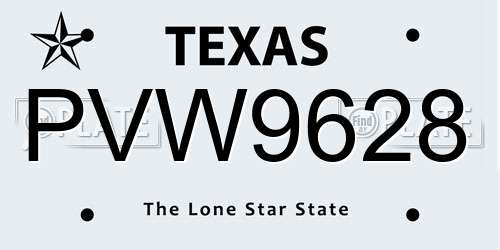 PVW9628 Texas License Plate