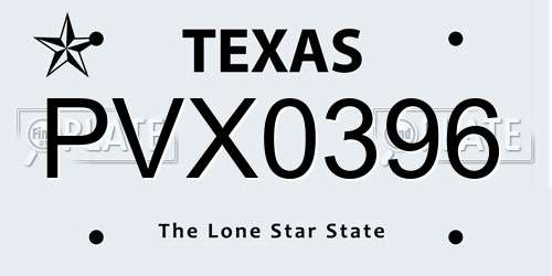 PVX0396 Texas License Plate