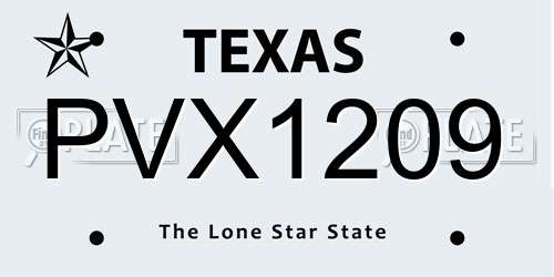 PVX1209 Texas License Plate