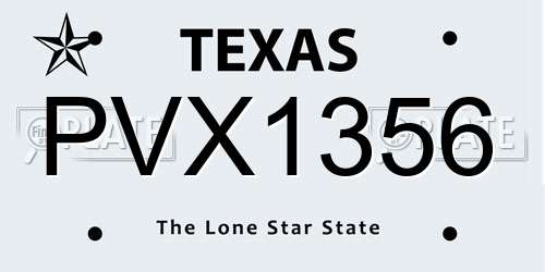 PVX1356 Texas License Plate