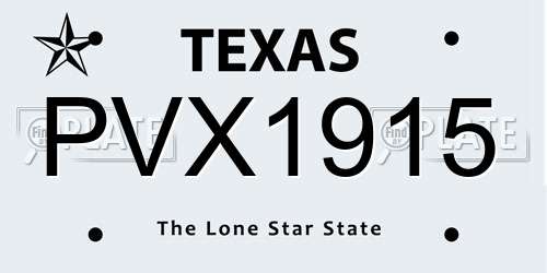 PVX1915 Texas License Plate