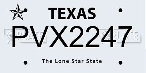 PVX2247 Texas License Plate