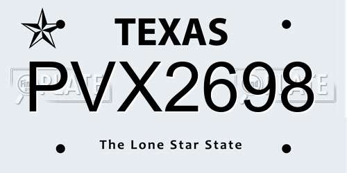 PVX2698 Texas License Plate