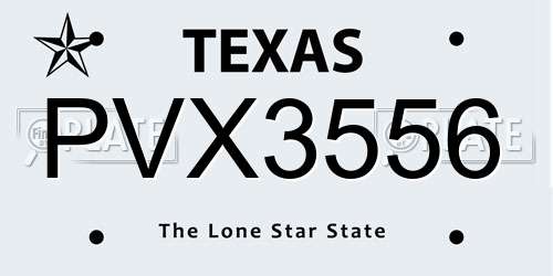 PVX3556 Texas License Plate