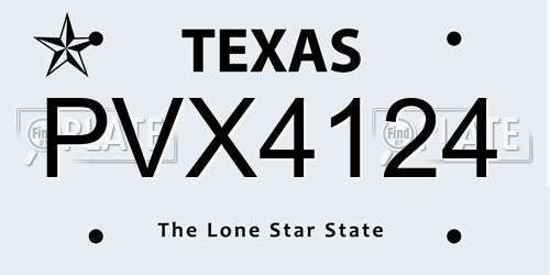 PVX4124 Texas License Plate