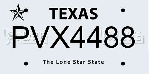 PVX4488 Texas License Plate