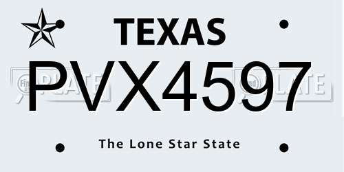 PVX4597 Texas License Plate