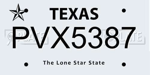 PVX5387 Texas License Plate