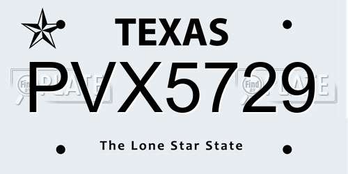 PVX5729 Texas License Plate